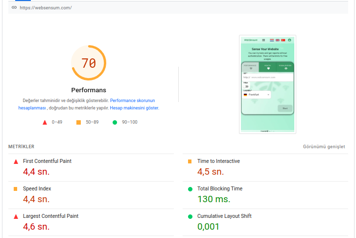 Website Performance chart